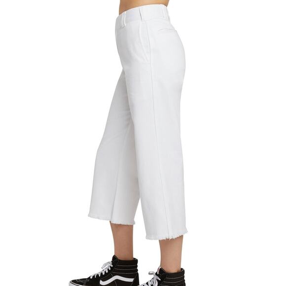NWT Dickies Work White Cropped Frey Hem Pants Relaxed Fit Pockets Juniors 9 - Picture 3 of 4